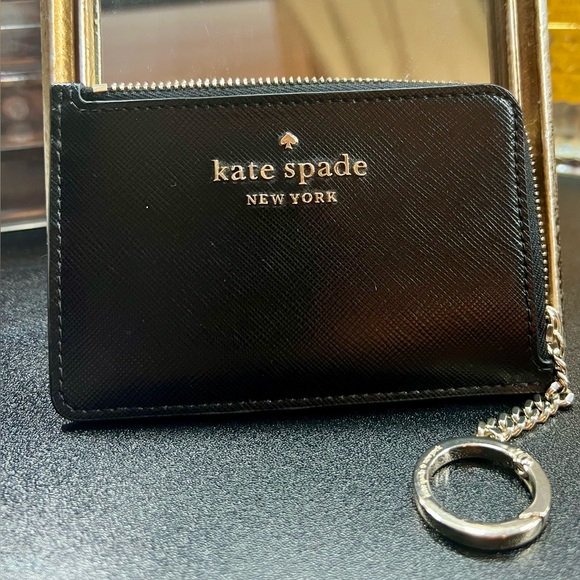 kate spade Handbags - Kate Spade Black Leather Key Ring Card Holder, Like New!